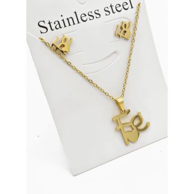 SET DE COLLAR, DIJE Y ARETES EN ACERO INOXIDABLE 316L