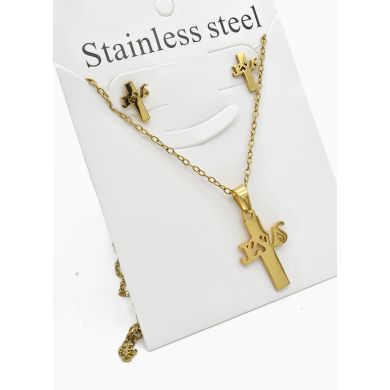 SET DE COLLAR, DIJE Y ARETES EN ACERO INOXIDABLE 316L
