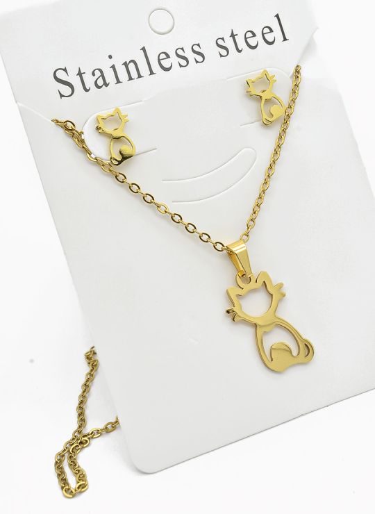 SET DE COLLAR, DIJE Y ARETES EN ACERO INOXIDABLE 316L
