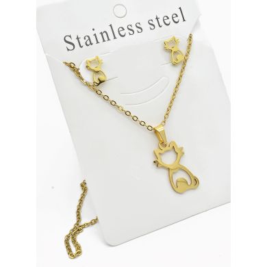SET DE COLLAR, DIJE Y ARETES EN ACERO INOXIDABLE 316L