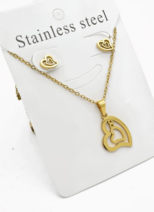 SET DE COLLAR, DIJE Y ARETES EN ACERO INOXIDABLE 316L