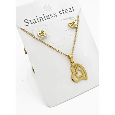 SET DE COLLAR, DIJE Y ARETES EN ACERO INOXIDABLE 316L