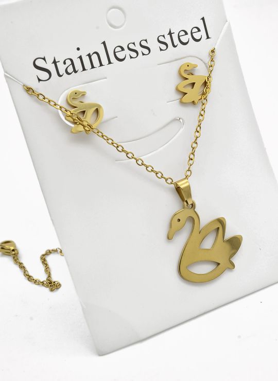 SET DE COLLAR, DIJE Y ARETES EN ACERO INOXIDABLE 316L