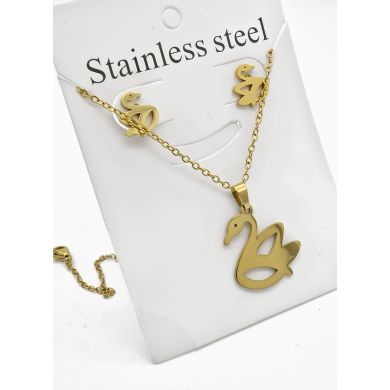 SET DE COLLAR, DIJE Y ARETES EN ACERO INOXIDABLE 316L