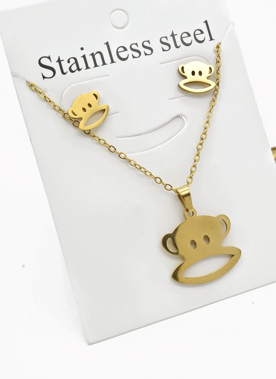 SET DE COLLAR, DIJE Y ARETES EN ACERO INOXIDABLE 316L