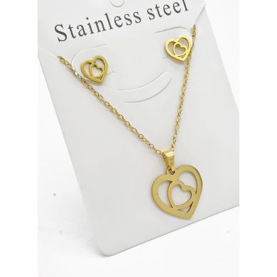 SET DE COLLAR, DIJE Y ARETES EN ACERO INOXIDABLE 316L