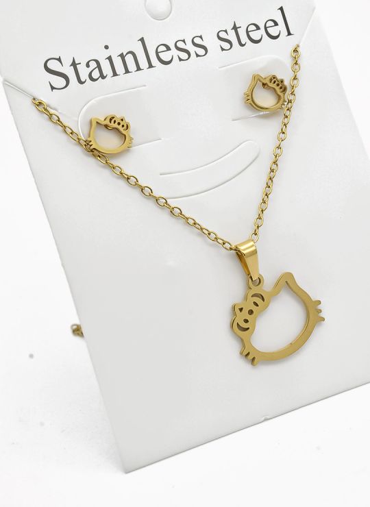 SET DE COLLAR, DIJE Y ARETES EN ACERO INOXIDABLE 316L