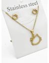 SET DE COLLAR, DIJE Y ARETES EN ACERO INOXIDABLE 316L