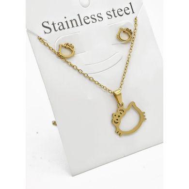 SET DE COLLAR, DIJE Y ARETES EN ACERO INOXIDABLE 316L