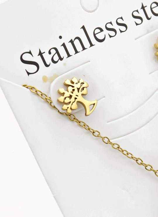 SET DE COLLAR, DIJE Y ARETES EN ACERO INOXIDABLE 316L