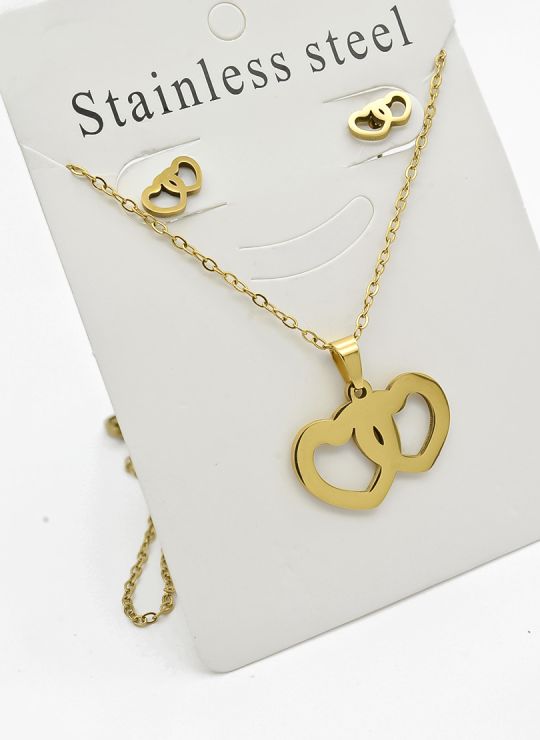 SET DE COLLAR, DIJE Y ARETES EN ACERO INOXIDABLE 316L