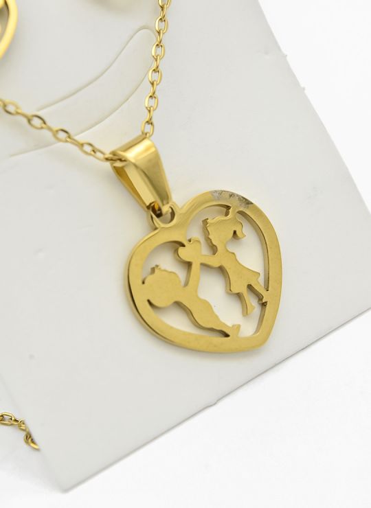 SET DE COLLAR, DIJE Y ARETES EN ACERO INOXIDABLE 316L