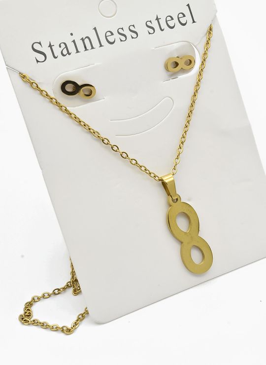 SET DE COLLAR, DIJE Y ARETES EN ACERO INOXIDABLE 316L