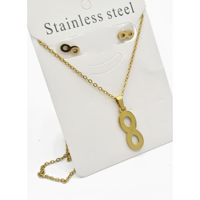 SET DE COLLAR, DIJE Y ARETES EN ACERO INOXIDABLE 316L