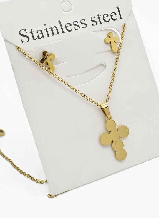 SET DE COLLAR, DIJE Y ARETES EN ACERO INOXIDABLE 316L