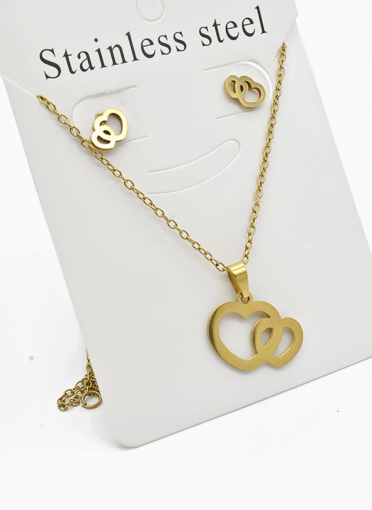 SET DE COLLAR, DIJE Y ARETES EN ACERO INOXIDABLE 316L