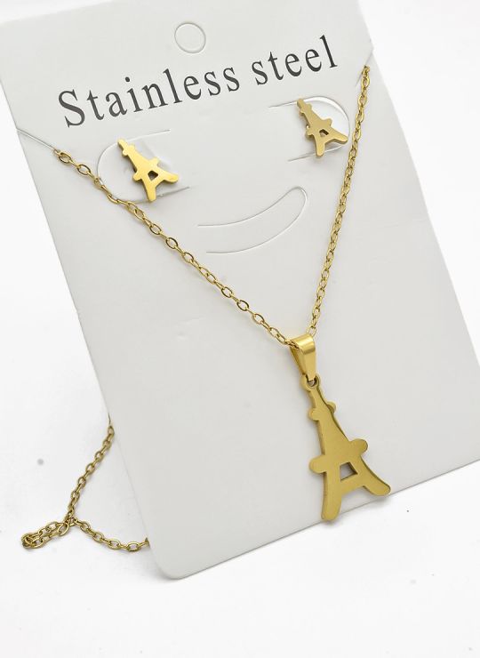 SET DE COLLAR, DIJE Y ARETES EN ACERO INOXIDABLE 316L