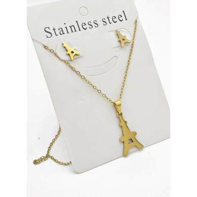 SET DE COLLAR, DIJE Y ARETES EN ACERO INOXIDABLE 316L