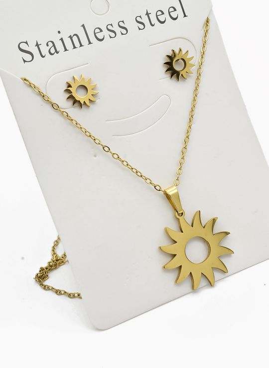 SET DE COLLAR, DIJE Y ARETES EN ACERO INOXIDABLE 316L