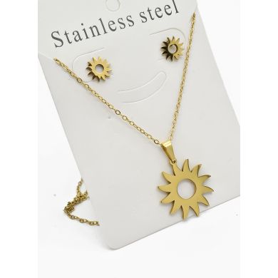 SET DE COLLAR, DIJE Y ARETES EN ACERO INOXIDABLE 316L