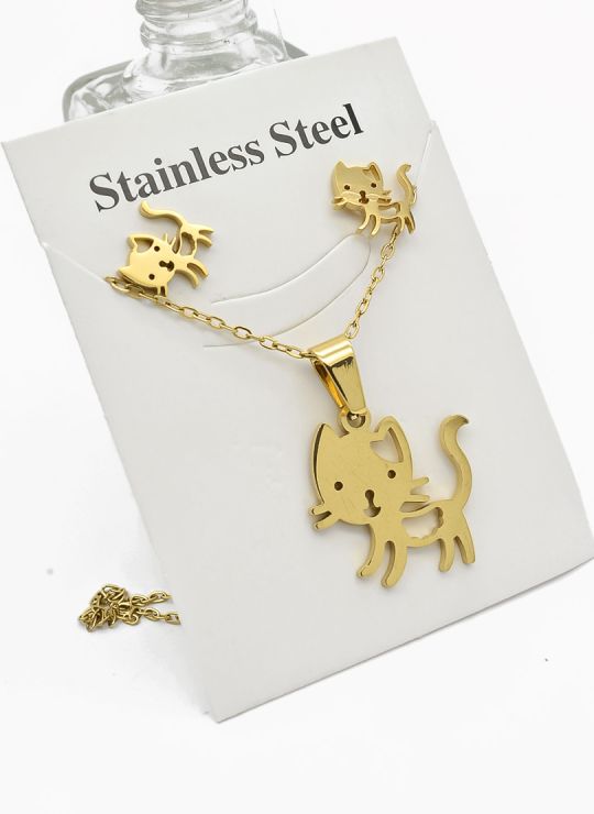 SET DE COLLAR, DIJE Y ARETES EN ACERO INOXIDABLE 316L