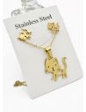 SET DE COLLAR, DIJE Y ARETES EN ACERO INOXIDABLE 316L