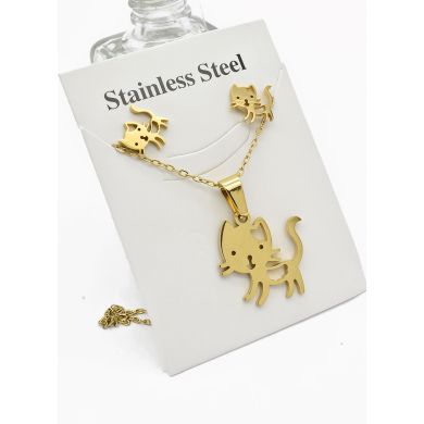 SET DE COLLAR, DIJE Y ARETES EN ACERO INOXIDABLE 316L