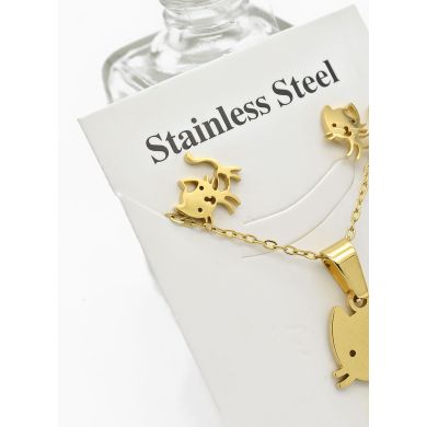 SET DE COLLAR, DIJE Y ARETES EN ACERO INOXIDABLE 316L