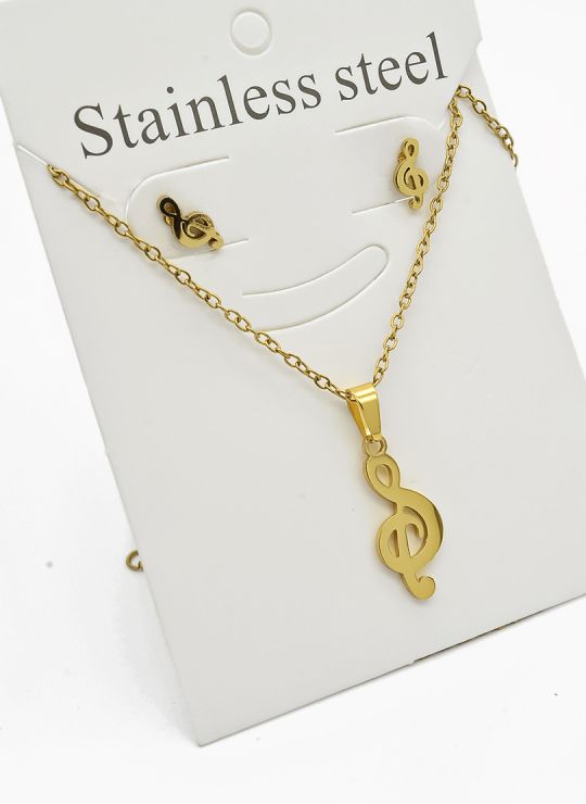 SET DE COLLAR, DIJE Y ARETES EN ACERO INOXIDABLE 316L