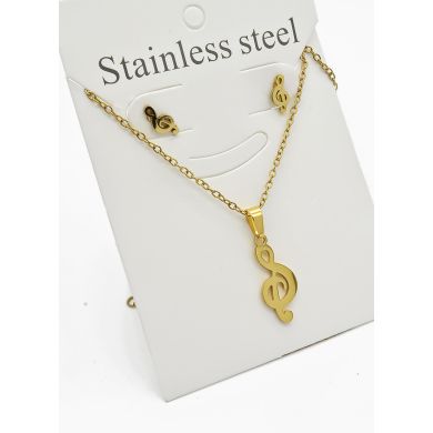 SET DE COLLAR, DIJE Y ARETES EN ACERO INOXIDABLE 316L