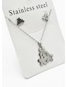 SET DE COLLAR, DIJE Y ARETES EN ACERO INOXIDABLE 316L