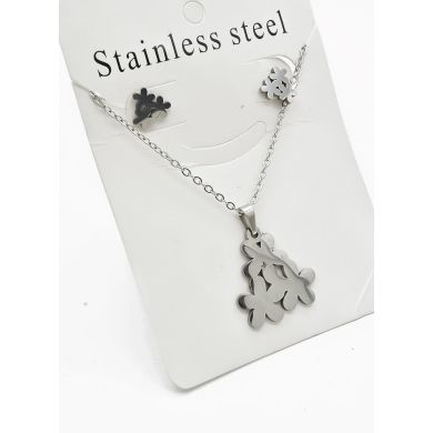 SET DE COLLAR, DIJE Y ARETES EN ACERO INOXIDABLE 316L