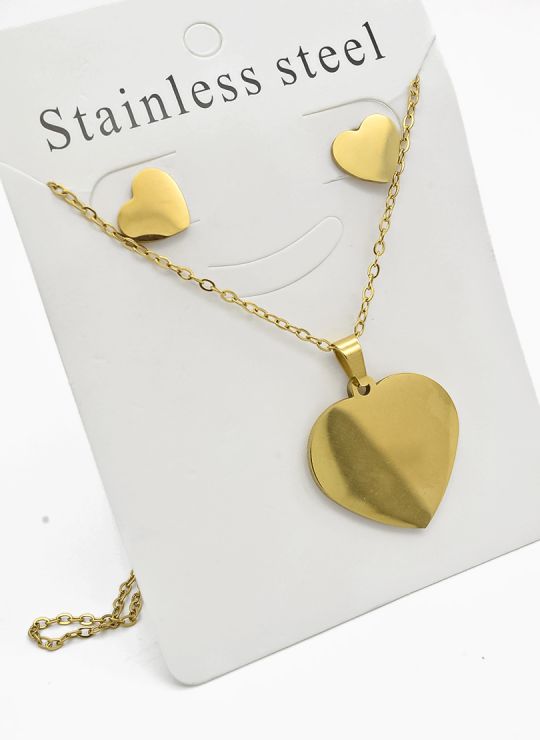 SET DE COLLAR, DIJE Y ARETES EN ACERO INOXIDABLE 316L
