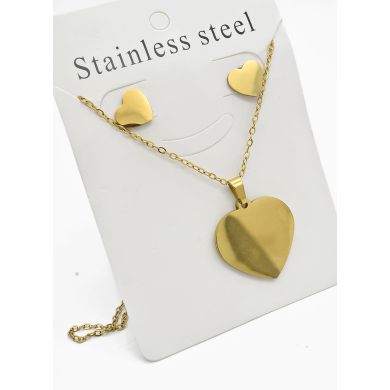 SET DE COLLAR, DIJE Y ARETES EN ACERO INOXIDABLE 316L