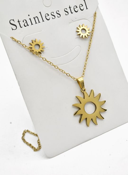 SET DE COLLAR, DIJE Y ARETES EN ACERO INOXIDABLE 316L