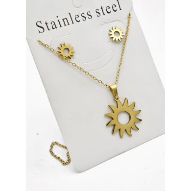 SET DE COLLAR, DIJE Y ARETES EN ACERO INOXIDABLE 316L