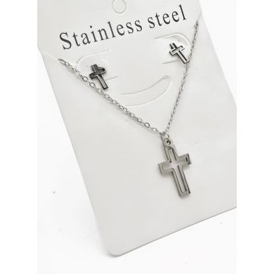 SET DE COLLAR, DIJE Y ARETES EN ACERO INOXIDABLE 316L