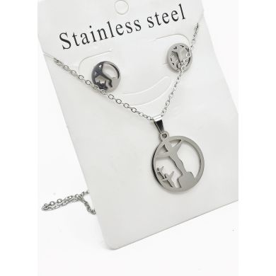 SET DE COLLAR, DIJE Y ARETES EN ACERO INOXIDABLE 316L