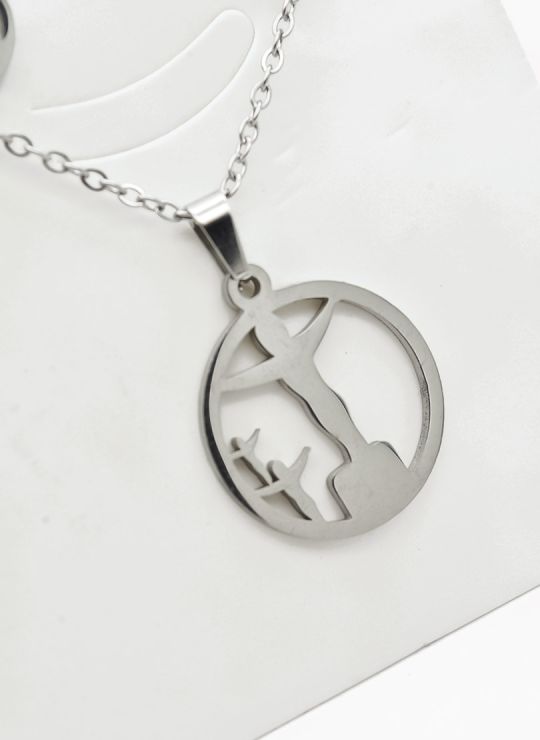 SET DE COLLAR, DIJE Y ARETES EN ACERO INOXIDABLE 316L