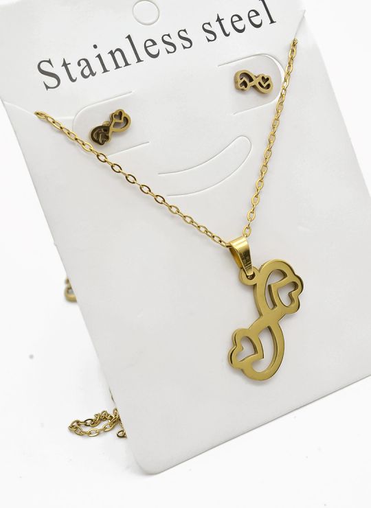 SET DE COLLAR, DIJE Y ARETES EN ACERO INOXIDABLE 316L