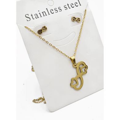 SET DE COLLAR, DIJE Y ARETES EN ACERO INOXIDABLE 316L