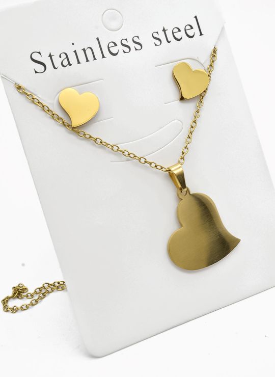 SET DE COLLAR, DIJE Y ARETES EN ACERO INOXIDABLE 316L