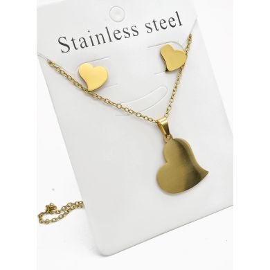 SET DE COLLAR, DIJE Y ARETES EN ACERO INOXIDABLE 316L