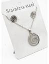 SET DE COLLAR, DIJE Y ARETES EN ACERO INOXIDABLE 316L