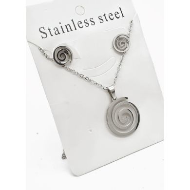 SET DE COLLAR, DIJE Y ARETES EN ACERO INOXIDABLE 316L