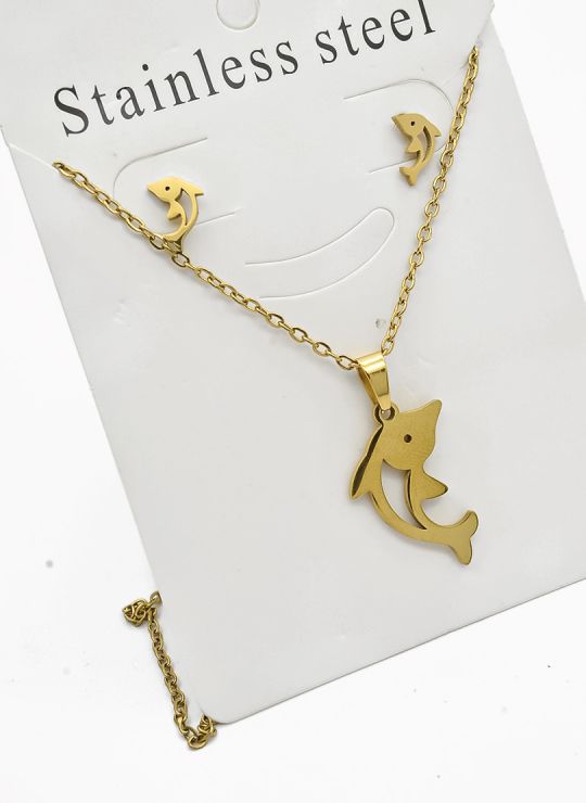 SET DE COLLAR, DIJE Y ARETES EN ACERO INOXIDABLE 316L