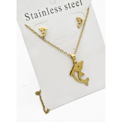 SET DE COLLAR, DIJE Y ARETES EN ACERO INOXIDABLE 316L