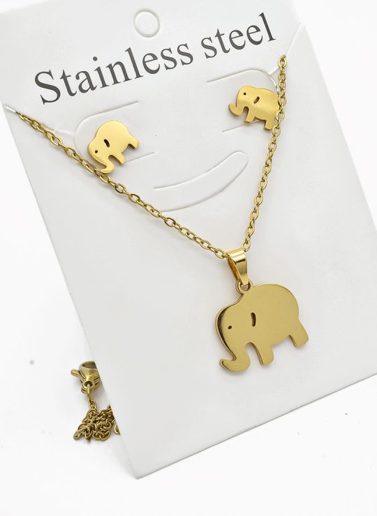 SET DE COLLAR, DIJE Y ARETES EN ACERO INOXIDABLE 316L
