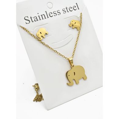 SET DE COLLAR, DIJE Y ARETES EN ACERO INOXIDABLE 316L