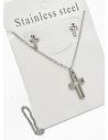 SET DE COLLAR, DIJE Y ARETES EN ACERO INOXIDABLE 316L